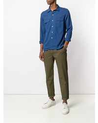 Мужская синяя рубашка с длинным рукавом от Dell'oglio