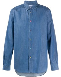 Мужская синяя рубашка с длинным рукавом от Paul Smith