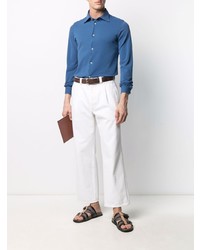 Мужская синяя рубашка с длинным рукавом от Fedeli