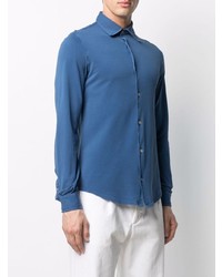 Мужская синяя рубашка с длинным рукавом от Fedeli