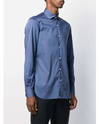 Мужская синяя рубашка с длинным рукавом от Isaia