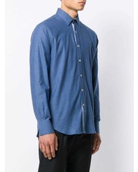 Мужская синяя рубашка с длинным рукавом от Canali