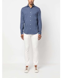 Мужская синяя рубашка с длинным рукавом от Fedeli