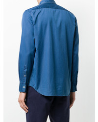 Мужская синяя рубашка с длинным рукавом от Canali