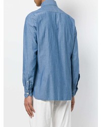 Мужская синяя рубашка с длинным рукавом от Borrelli