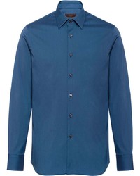 Мужская синяя рубашка с длинным рукавом от Prada