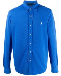 Мужская синяя рубашка с длинным рукавом от Ralph Lauren