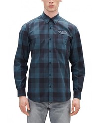 Мужская синяя рубашка с длинным рукавом от s.Oliver