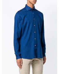 Мужская синяя рубашка с длинным рукавом от Borriello