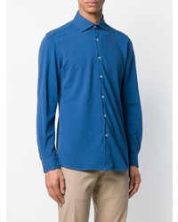 Мужская синяя рубашка с длинным рукавом от Fay