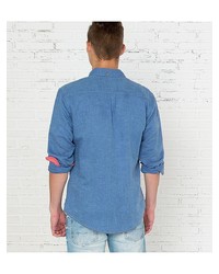Мужская синяя рубашка с длинным рукавом от SPRINGFIELD