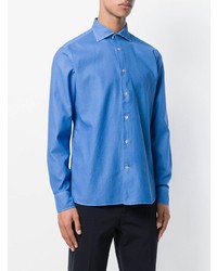 Мужская синяя рубашка с длинным рукавом от Borriello