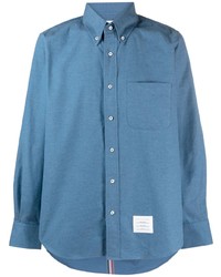 Мужская синяя рубашка с длинным рукавом от Thom Browne