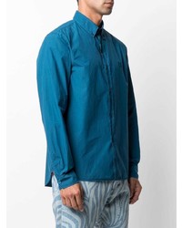 Мужская синяя рубашка с длинным рукавом от Kenzo