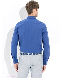 Мужская синяя рубашка с длинным рукавом от Tommy Hilfiger