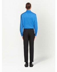 Мужская синяя рубашка с длинным рукавом от Prada