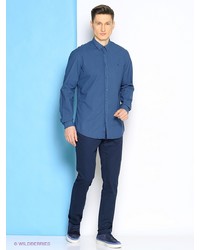 Мужская синяя рубашка с длинным рукавом от Trussardi