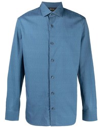 Мужская синяя рубашка с длинным рукавом от Z Zegna