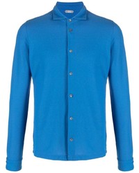 Мужская синяя рубашка с длинным рукавом от Zanone