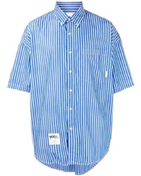 Мужская синяя рубашка с коротким рукавом в вертикальную полоску от Chocoolate