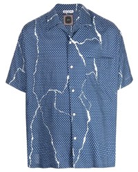Мужская синяя рубашка с коротким рукавом в горошек от Destin