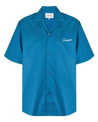 Мужская синяя рубашка с коротким рукавом с вышивкой от Carhartt WIP