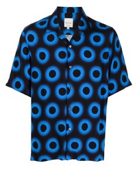 Мужская синяя рубашка с коротким рукавом с геометрическим рисунком от Paul Smith