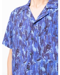Мужская синяя рубашка с коротким рукавом с принтом от Arrels Barcelona