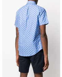 Мужская синяя рубашка с коротким рукавом с принтом от Polo Ralph Lauren