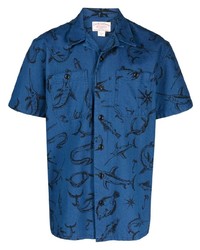 Мужская синяя рубашка с коротким рукавом с принтом от Filson