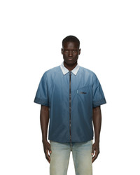 Мужская синяя рубашка с коротким рукавом с принтом от Off-White