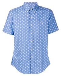 Мужская синяя рубашка с коротким рукавом с принтом от Polo Ralph Lauren