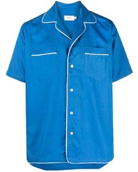 Мужская синяя рубашка с коротким рукавом с принтом от Rhude