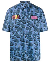 Мужская синяя рубашка с коротким рукавом с принтом от Stella McCartney