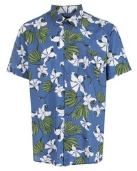 Мужская синяя рубашка с коротким рукавом с цветочным принтом от OSKLEN