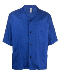 Мужская синяя рубашка с коротким рукавом с цветочным принтом от Sunflower