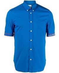Мужская синяя рубашка с коротким рукавом от Alexander McQueen