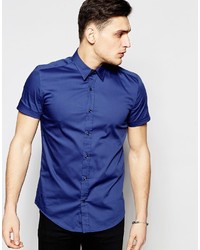 Мужская синяя рубашка с коротким рукавом от Antony Morato