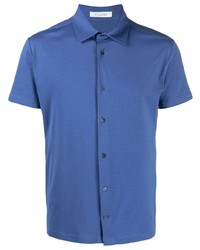 Мужская синяя рубашка с коротким рукавом от Cruciani