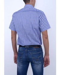 Мужская синяя рубашка с коротким рукавом от Eterna