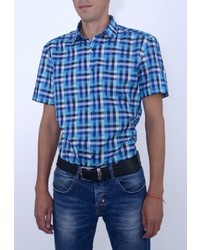 Мужская синяя рубашка с коротким рукавом от Eterna