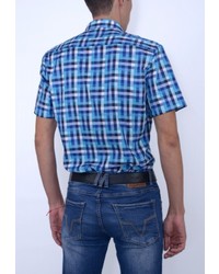 Мужская синяя рубашка с коротким рукавом от Eterna