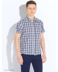Мужская синяя рубашка с коротким рукавом от F5
