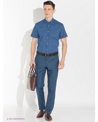 Мужская синяя рубашка с коротким рукавом от Greg Horman
