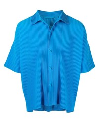 Мужская синяя рубашка с коротким рукавом от Homme Plissé Issey Miyake