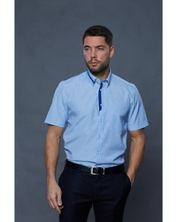 Мужская синяя рубашка с коротким рукавом от John Jeniford