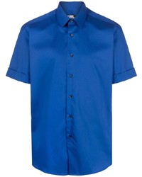 Мужская синяя рубашка с коротким рукавом от Karl Lagerfeld