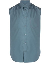 Мужская синяя рубашка с коротким рукавом от Maison Margiela