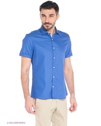 Мужская синяя рубашка с коротким рукавом от MONDIGO