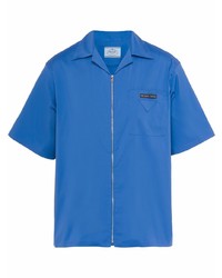 Мужская синяя рубашка с коротким рукавом от Prada